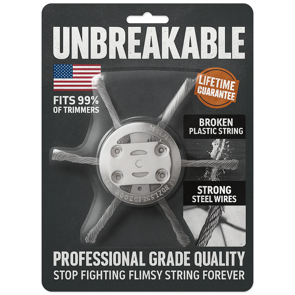 Unbreakable Steel Wire Trimmer Head -♻️Universal Fit Lifetime Replacement for Gas & Electric Trimmers