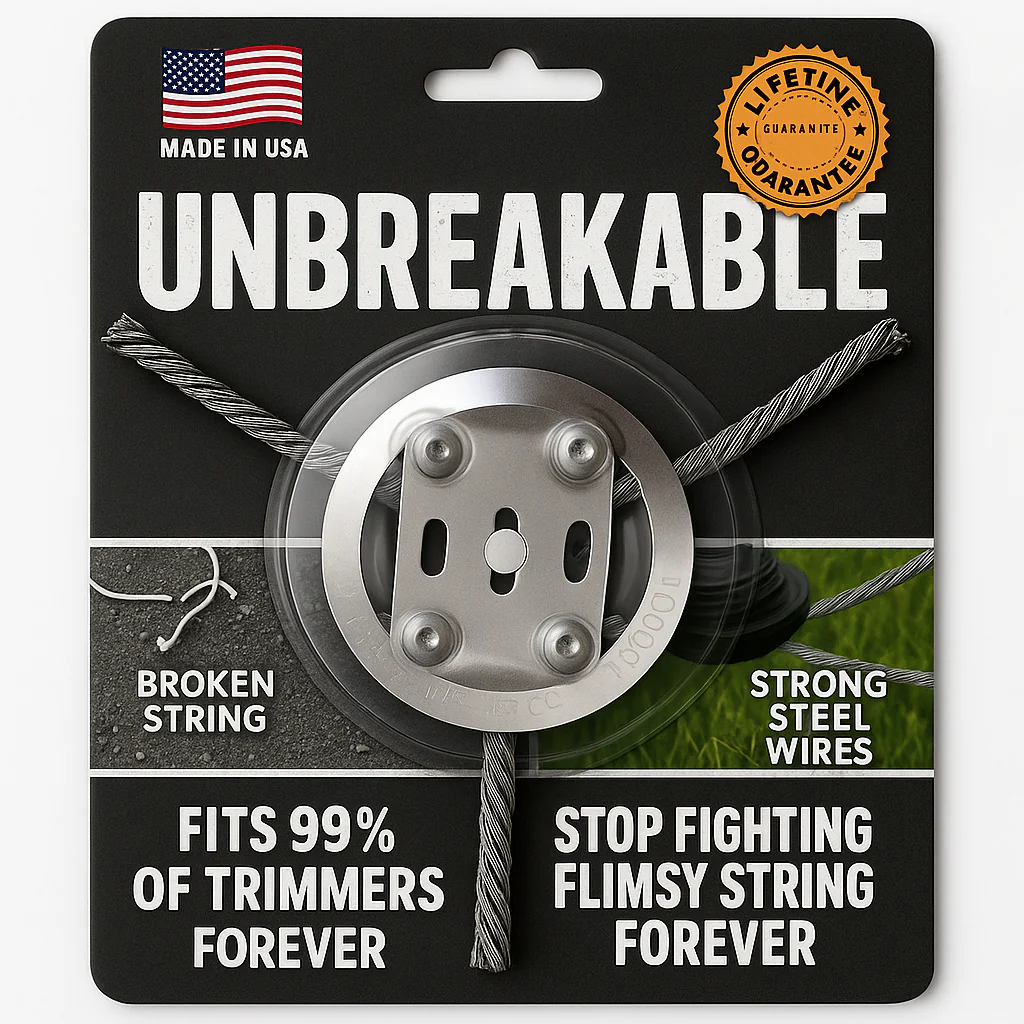 Unbreakable Steel Wire Trimmer Head -♻️Universal Fit Lifetime Replacement for Gas & Electric Trimmers