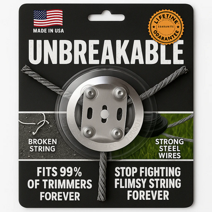 Unbreakable Steel Wire Trimmer Head -♻️Universal Fit Lifetime Replacement for Gas & Electric Trimmers